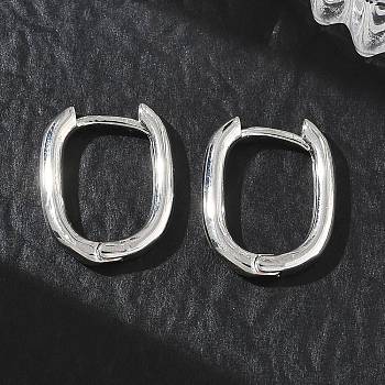 Brass Hoop Earrings for Women, U-Shape, Long-Lasting Plated, Rack Plating, Lead Free & Cadmium Free, Platinum, 17x13.5x2.5mm