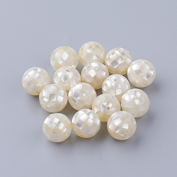 Natural White Shell Beads, Mother of Pearl Shell Beads, Round, Seashell Color, 12mm, Hole: 1mm