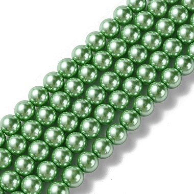 8mm Lime Round Glass Pearl Beads