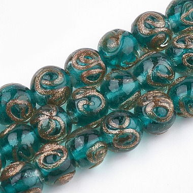 10mm DarkCyan Round Lampwork Beads