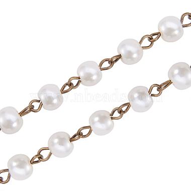Handmade Round Glass Pearl Beads Chains for Necklaces Bracelets Making(AJEW-JB00035-02)-4