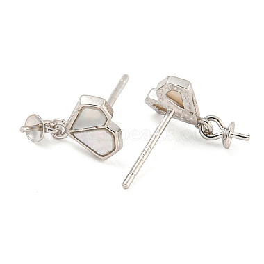 Rhodium Plated 925 Sterling Silver Stud Earrings Finding(STER-B005-03P)-2