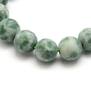 Frosted Natural Green Spot Jasper Round Bead Strands(G-M064-8mm-10)-2