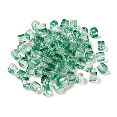 Medium Sea Green Cube Glass Beads