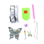 DIY Butterfly Diamond Painting Wind Chime Kits, 5 Bag Rhinestone & 1Pc Acrylic Heart Bead, 8Pc Diamond Sticky Pen, Tray Plate and Glue Clay, Iron Chain, Mold, Pendant and Link, Mixed Color, 0.25~0.8x0.2~0.4x0.1cm(DIY-WH0258-05)