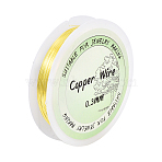 Round Copper Jewelry Wire, Long-Lasting Plated, Gold, 28 Gauge(0.3mm), about 65.62 Feet(20m)/Roll(CWIR-YW0001-03B-01)