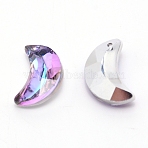 Electroplate Glass Pendants, Faceted, Moon, Medium Orchid, 20x12.5x7.5mm, Hole: 1.5mm(GLAA-CJC0004-03)
