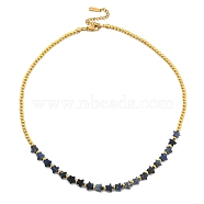 Natural Sodalite Beaded Necklaces, Brass Beads Necklaces, Star, 15.55~15.94 inch(39.4~40.5cm)(NJEW-P311-04B-G)