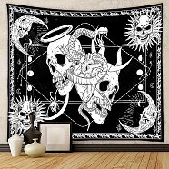 Snake & Skull Pattern Polyester Wall Hanging Tapestry, Moon and Sun Tapestry for Bedroom Living Room Decoration, Rectangle, Black, 1300x1500mm(SNAK-PW0001-45B-04)