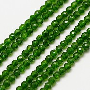 Natural TaiWan Jade Bead Strands, Dyed, Faceted Round, 2mm, Hole: 0.8mm, about 190pcs/strand, 16 inch(G-A129-2mm-30)