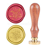 DIY Wood Wax Seal Stamp, Flower Pattern, 83x22mm, Head: 7.5mm, Stamps: 25x14.5mm(AJEW-WH0131-313)