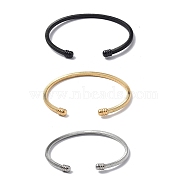 304 Stainless Steel Open Cuff Bangle with Oval Beaded, Twist Rope Torque Bangle for Women, Mixed Color, Inner Diameter: 2-3/8 inch(5.9cm)(BJEW-C031-02)