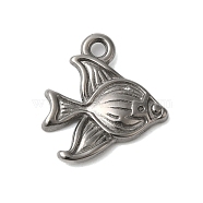 Non-Tarnish 304 Stainless Steel Pendants, Fish Charms, Stainless Steel Color, 18x16x2mm, Hole: 1.8mm(STAS-N103-31P)