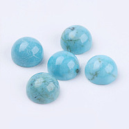 Natural Howlite Cabochons, Dyed, Half Round, Sky Blue, 6x4mm(TURQ-L028-05-6mm)