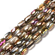 Transparent Electroplate Glass Beads Strands, Half Plated, Faceted, Oval, Colorful, 7x4.5x3mm, Hole: 0.9mm, about 78~81pcs/strand, 22.83 inch(58cm)(EGLA-F150-HP02)