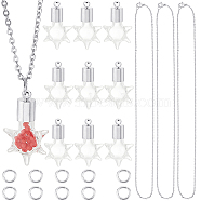DIY Wish Bottle Necklace Making Kit, Including Clear Glass Vial Pendants, 304 Stainless Steel Chain Necklace, Brass Jump Rings, Starfish, 30Pcs/box, Pendant: 23x13.5x6mm, Hole: 1.6mm(GLAA-SC0001-83B)