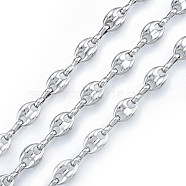 Alloy Coffee Bean Chains, with Spool, Cadmium Free & Nickel Free & Lead Free, Unwelded, Platinum, 12x9x4mm, about 32.81 Feet(10m)/Roll(LCHA-N01-06)