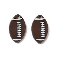 Printed Opaque Acrylic Pendants, Rugby, Coconut Brown, 17.5x10.5x2.5mm, Hole: 1.6mm(FIND-D283-05)