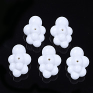 Opaque Acrylic Beads, 3D Cloud Shapes, White, 33x23x17mm, Hole: 2mm(X-OACR-N130-020A-B01)