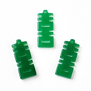 Natural White Jade Chinese Symbol Pendants, Dyed, Chinese Character, Green, 24x10x3~3.5mm, Hole: 1mm(G-L495-14A)