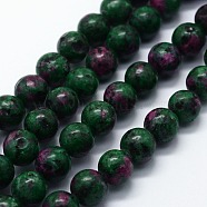 Natural Gemstone Beads Strands, Imitation Ruby in Zoisite, Dyed, Round, 10mm, Hole: 1mm, about 38pcs/strand, 14.96 inch(38cm)(G-I199-02-10mm)