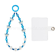 Resin Beads Mobile Straps, with Plastic Sheet, Butterfly, Deep Sky Blue, 15.2cm(AJEW-TAC0006-10A)