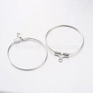 Rack Plating Brass Ring Hoop Earrings, Platinum, 21 Gauge, 30x25~26mm, Hole: 1mm, Pin: 0.7mm(X-KK-L125-01P)