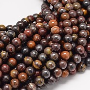 Natural Red Tiger Iron Round Bead Strands, 8mm, Hole: 1mm, about 48pcs/strand, 15.5 inch(X-G-P075-22-8mm)