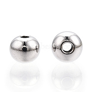 Rhodium Plated 925 Sterling Silver Beads, Round, Real Platinum Plated, 3x2.5mm, Hole: 0.8mm(STER-T007-12P)