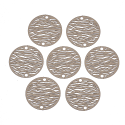430 Stainless Steel Links connectors, Spray Painted, Etched Metal Embellishments, Flat Round, Tan, 20x0.5mm, Hole: 1.8mm(STAS-S108-27C)