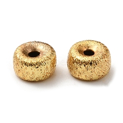 SUPERFINDINGS 80Pcs Brass Beads, Textured Beads, Long-Lasting Plated, Flat Round, Real 18K Gold Plated, 6x4mm, Hole: 1.2mm(KK-FH0003-22)