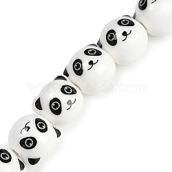 Handmade Porcelain Beads Strands, Panda, White, 12x11.5x11mm, Hole: 2mm, about 28pcs/strand, 12.40''(31.5cm)(PORC-P029-02A)