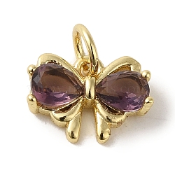 Brass Micro Pave Cubic Zirconia Pendants, Real 18K Gold Plated, Butterfly, 8.5x12x3.5mm, Hole: 3.2mm(KK-R162-014B-G)