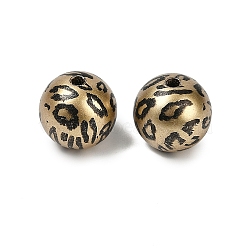 Printed Acrylic Beads, Round, Leopard Print Pattern, Light Khaki, 15.5mm, Hole: 2mm(PACR-P005-01A)