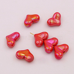 Electroplate Opaque Acrylic Beads, Heart, AB Color Plated, Red, 16.5x21.5x8.5mm, Hole: 1.8mm, about 666pcs/1000g(OACR-WH0037-47K)