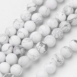 Natural Howlite Beads Strands, Frosted, Round, 10mm, Hole: 1mm, about 39pcs/strand, 15.3 inch(G-D809-16-10mm)