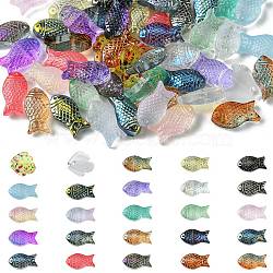 50Pcs 25 Styles Handmade Electroplate Glass Beads, Fish, Mixed Color, 14.5~15x8~14.5x4.5~5mm, Hole: 1mm, 2pcs/style(EGLA-YW0003-14)