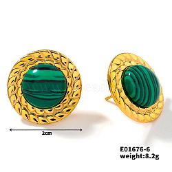 Cute Flat Round Variscite Stud Earrings for Summer, Dark Green, 2mm(DG6312-6)