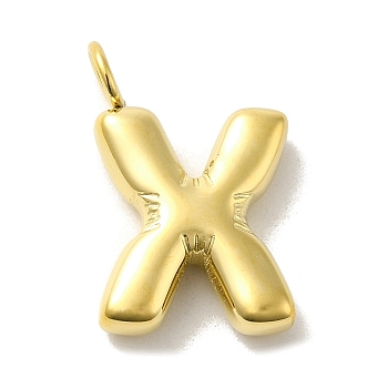 304 Stainless Steel Pendants, Real 14K Gold Plated, Letter Charm, Letter X, 24x15x5mm, Hole: 4mm