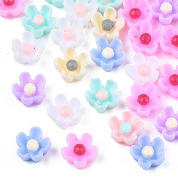 Opaque Resin Cabochons, Flower, Mixed Color, 6x6x3mm