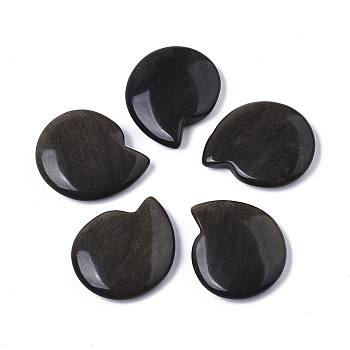 Natural Golden Sheen Obsidian Home Display Decorations, No Hole/Undrilled, Spiral Shell Shape, 25.5x21.5x5.5mm