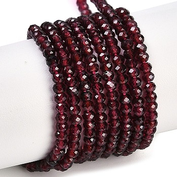 Natural Garnet Beads Strands, Faceted, Rondelle, 3x2mm, Hole: 0.6mm, about 184~197pcs/strand, 15.28~15.43''(38.8~39.2cm)