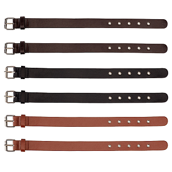 6Pcs 3 Style Imitation Leather Coat Cuff Belt, Coat Jacket Sleeve Straps, Traditional Kilt Extender Straps, with Iron Buckle, Mixed Color, 40.7~42cm, 2pcs/style
