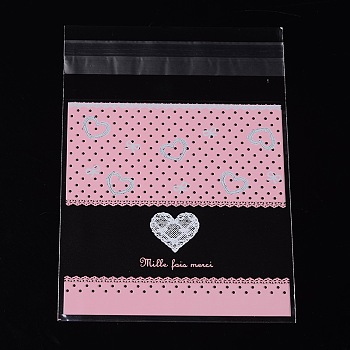 Rectangle OPP Cellophane Bags, Pearl Pink, 14x9.9cm, Unilateral Thickness: 0.035mm, Inner Measure: 11x9.9cm, about 95~100pcs/bag