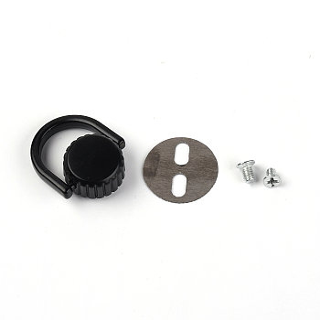 Zinc Alloy Bag Lifting Ring, with Iron Screws & Shim, Electrophoresis Black, 0.5~2.5x0.5~2x0.04~0.9cm, Hole: 2.5mm and 6x3mm, 4pcs/set