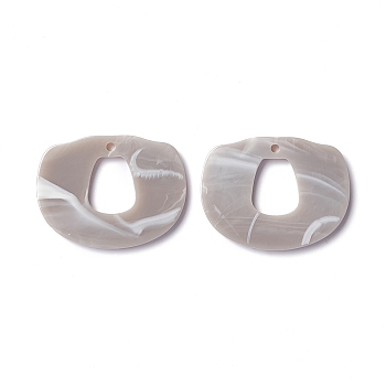 Acrylic Pendants, Imitation Gemstone, Oval, Gainsboro, 22.5x29.5x2.5mm, Hole: 2mm