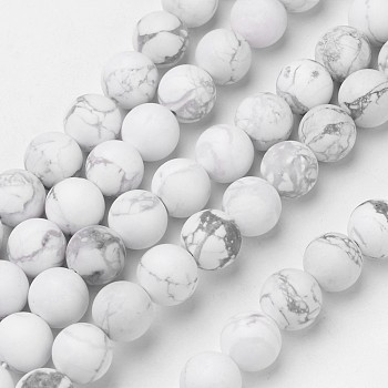 Natural Howlite Beads Strands, Frosted, Round, 10mm, Hole: 1mm, about 39pcs/strand, 15.3 inch