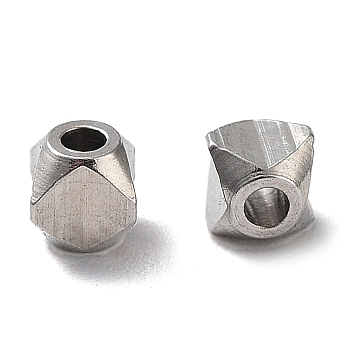 303 Stainless Steel Beads, Cube, Stainless Steel Color, 3x3x3mm, Hole: 1.2mm