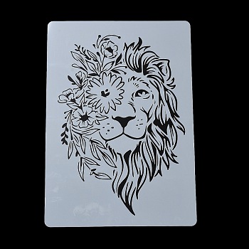Plastic Hollow Out Drawing Painting Stencils Templates, for Painting on Scrapbook Fabric Tiles Floor Furniture Wood, Lion, 291x210x0.3mm