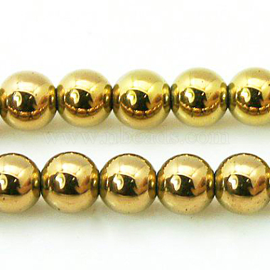 8mm Gold Round Non-magnetic Hematite Beads